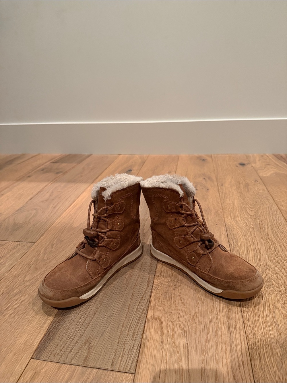 Kids Faux-Fur Lined Winter Lace-Up Boots - Brown